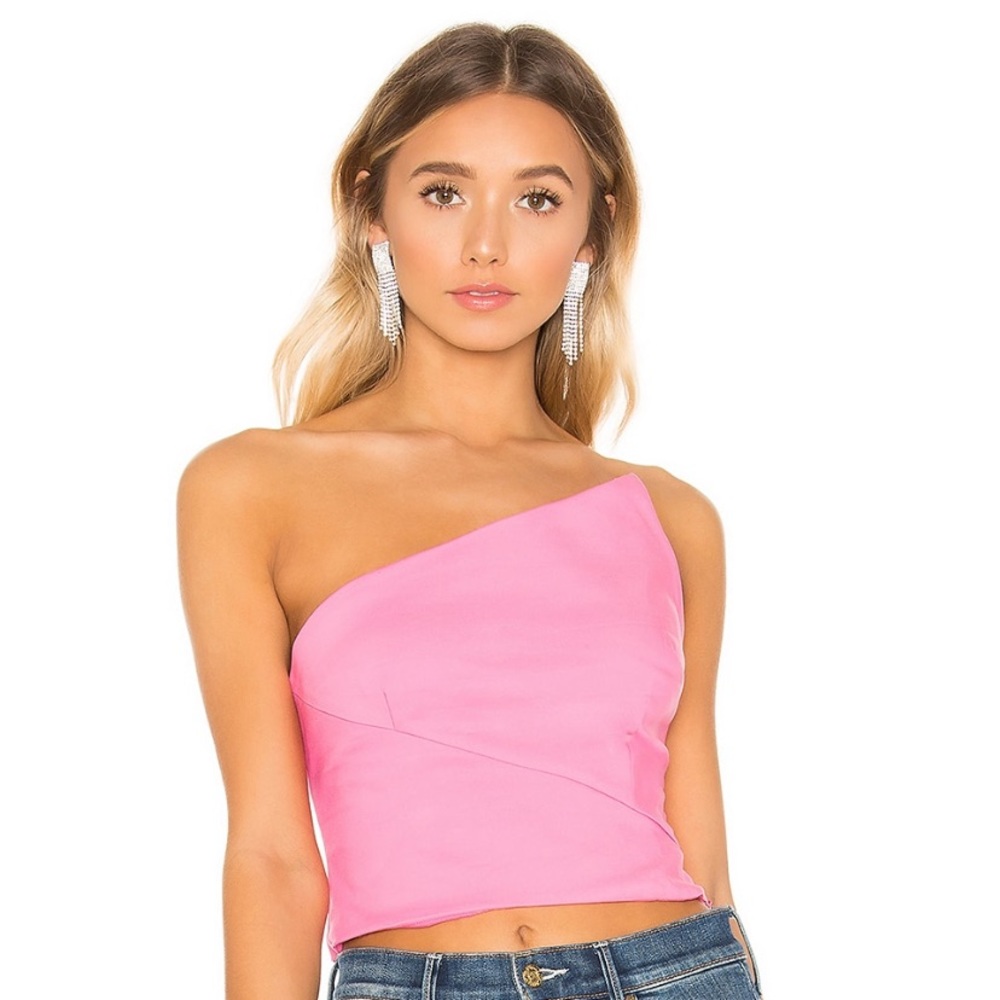 REVOLVE One-Shoulder Pink Crop Top